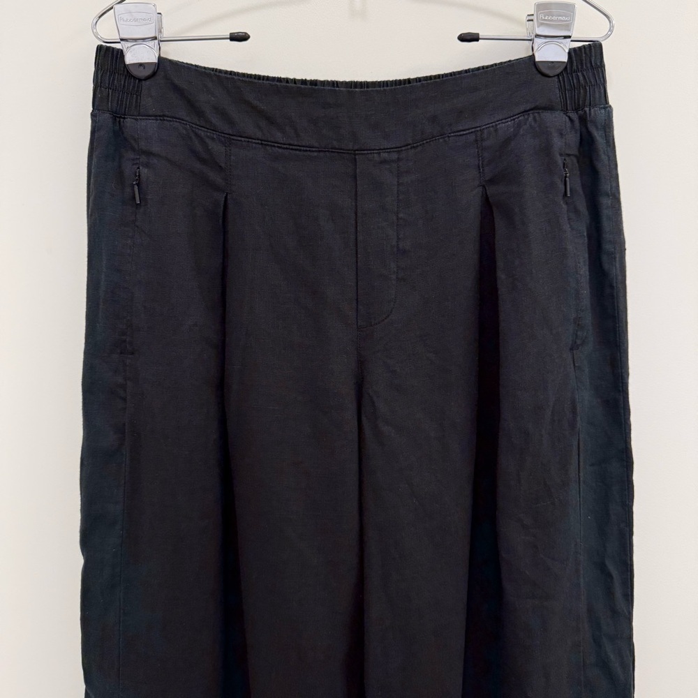 Athleta Playa Linen Wide Crop Pant Black Wide-Leg Cropped Pants size 12 Tall 12T - Picture 6 of 15
